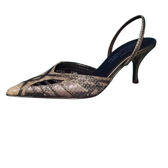 Donald Pliner Sand Black Hand Paint Leather Shoe Pointy Toe Sling Back NWT $265 - Picture 1 of 5